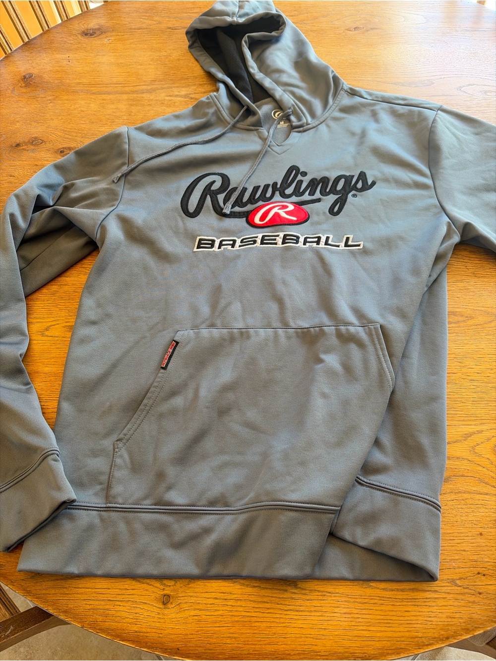 Rawlings Gray Hooded Baseball Zip-Up Sweater with Red Logo